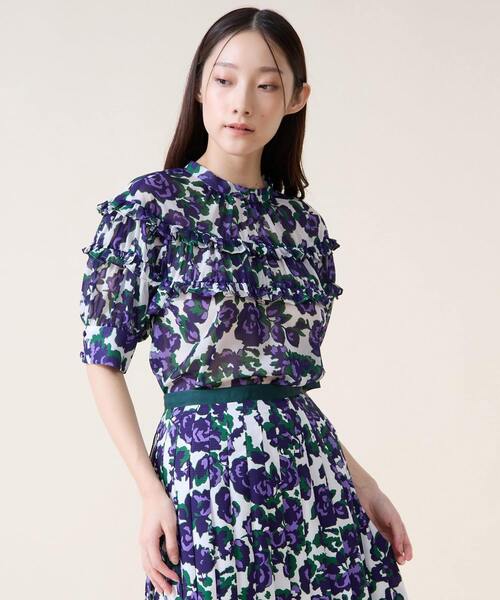 Tiara（ティアラ）の「オールドローズプリントヨークフリルブラウス（シャツ/ブラウス・レディース・オフホワイト/ブラウン・FREE）」の10枚目の写真