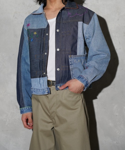 THRIFTY LOOK / スリフティールック EMBROIDERY LEVIS PLEATS JACKET
