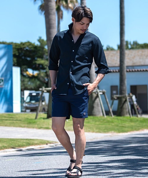 CavariA(キャバリア)の「『CavariA/キャバリア』【接触冷感】7分袖シャツ サマーパナマ ホリゾンタルカラーシャツ(シャツ/ブラウス・メンズ・ピンク/ネイビー/ベージュ/ブラック/ホワイト・XL/L/M)」の14枚目の写真