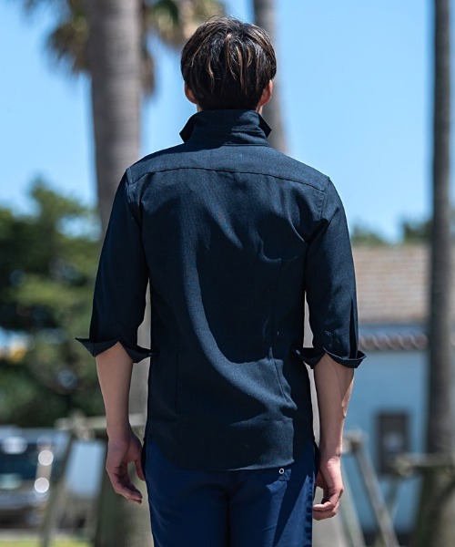 CavariA(キャバリア)の「『CavariA/キャバリア』【接触冷感】7分袖シャツ サマーパナマ ホリゾンタルカラーシャツ(シャツ/ブラウス・メンズ・ピンク/ネイビー/ベージュ/ブラック/ホワイト・XL/L/M)」の13枚目の写真