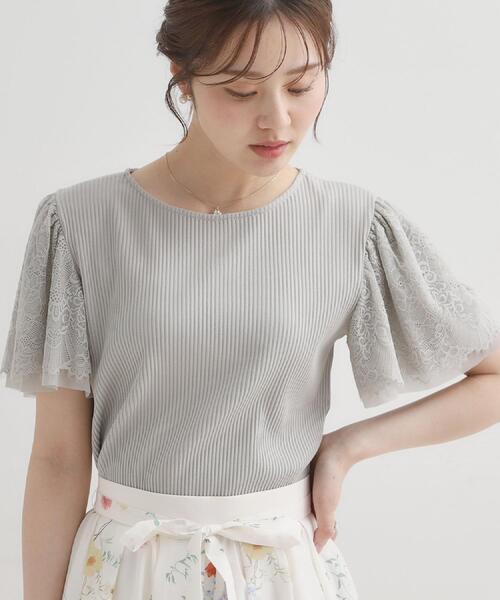 couture brooch(クチュールブローチ)の「【洗える】袖レース テレコトップス(Tシャツ/カットソー・レディース・ライトグリーン/オフホワイト/ベビーピンク/ブラック/ボルドー/サックスブルー・36/42/38/40)」の20枚目の写真