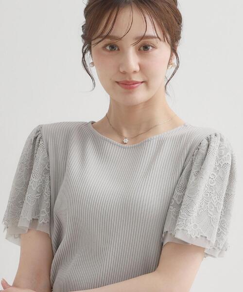couture brooch(クチュールブローチ)の「【洗える】袖レース テレコトップス(Tシャツ/カットソー・レディース・ライトグリーン/オフホワイト/ベビーピンク/ブラック/ボルドー/サックスブルー・36/42/38/40)」の21枚目の写真