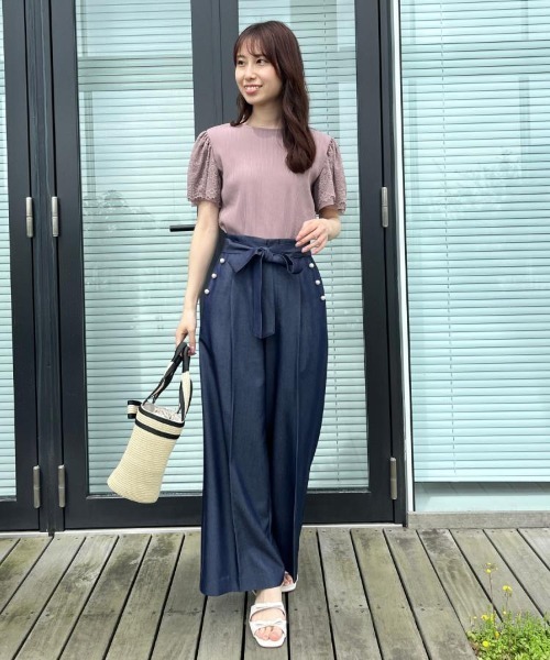 couture brooch(クチュールブローチ)の「【洗える】袖レース テレコトップス(Tシャツ/カットソー・レディース・ライトグリーン/オフホワイト/ベビーピンク/ブラック/ボルドー/サックスブルー・36/42/38/40)」の22枚目の写真