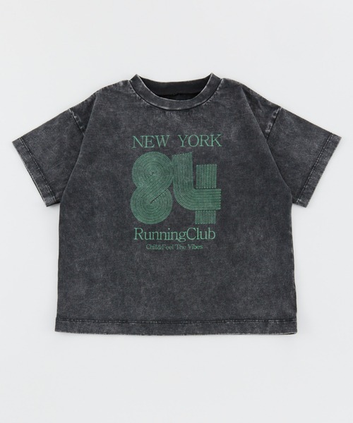 Ocean&Ground(オーシャン&グラウンド)の「Jr.ケミカルウォッシュロゴTシャツ(Tシャツ/カットソー・キッズ・グリーン/オフホワイト・150/160)」の1枚目の写真