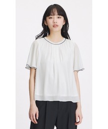 クルーネック配色ブラウス【涼】【半袖】
