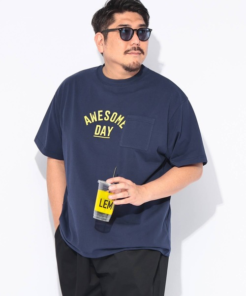 B&T CLUB(ビーティークラブ)の「Tシャツ 半袖 メンズ 大きいサイズ プリント クルーネック ヒヤテック USAコットン 胸ポケット B&T CLUB (ビーアンドティークラブ)(Tシャツ/カットソー・メンズ・ブラック/ネイビー/ブラウン/カーキ・X2(4L~5L)/X1(3L~4L)/X4(8L~9L)/X3(6L~7L))」の5枚目の写真