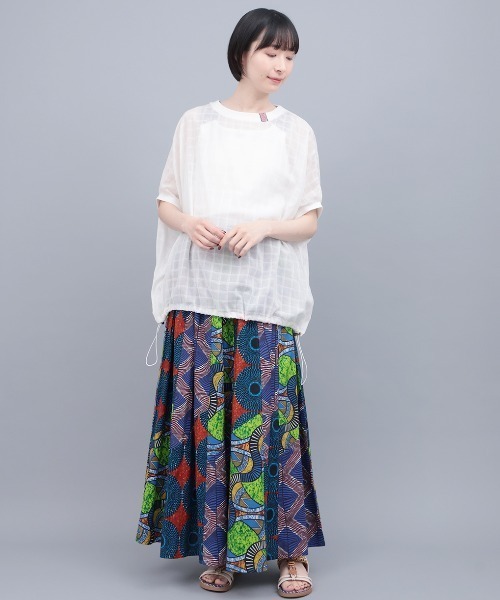 チチカカ(チチカカ)の「シアーチェックドロストビッグT(Tシャツ/カットソー・レディース・ブラック/オフホワイト/グリーン・FREE)」の4枚目の写真