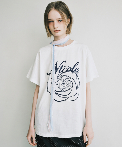 NICK&NICOLE(ニックアンドニコール)の「NICOLE ROSE SLEEVE TOP_CREAM NAVY(Tシャツ/カットソー・レディース・その他・MEDIUM/LARGE)」の1枚目の写真