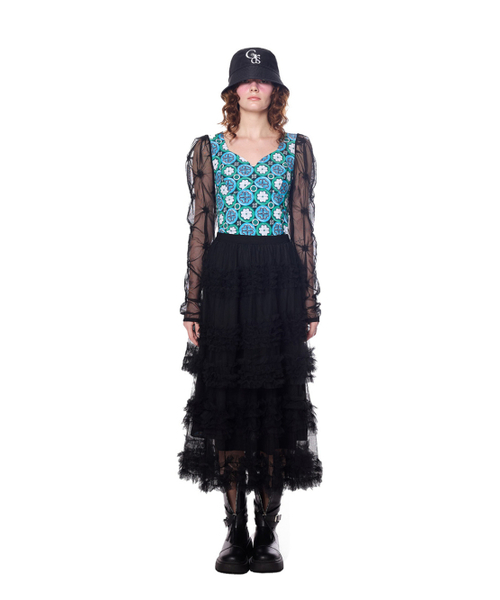 GREEDILOUS(グリディアス)の「Signature Floral Sheer Sleeve Top(その他トップス・レディース・その他・X-SMALL/SMALL/MEDIUM/LARGE)」の1枚目の写真