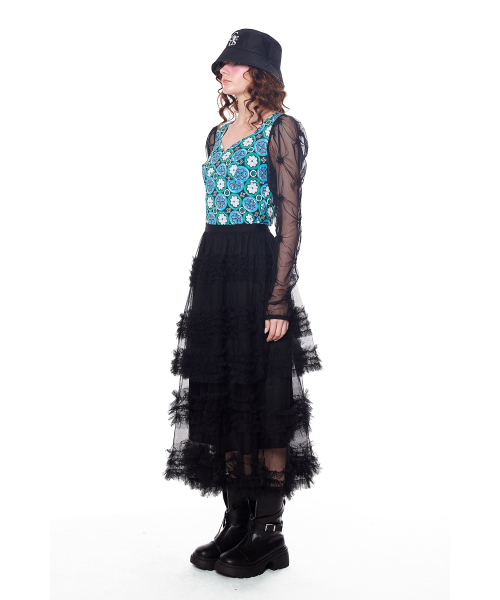 GREEDILOUS(グリディアス)の「Signature Floral Sheer Sleeve Top(その他トップス・レディース・その他・X-SMALL/SMALL/MEDIUM/LARGE)」の3枚目の写真