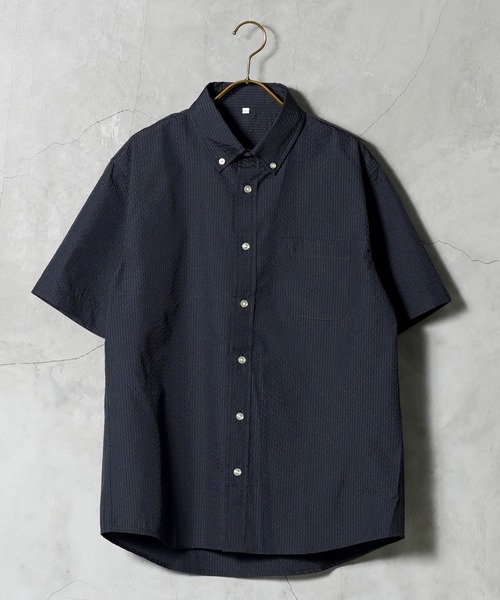 jiggys shop(ジギーズショップ)の「シアサッカー 速乾 半袖 ボタンダウンシャツ(シャツ/ブラウス・メンズ・ブルー系その他2/サックスブルー/ブルー系その他/ネイビー/ホワイト・X-LARGE/LARGE/MEDIUM)」の7枚目の写真