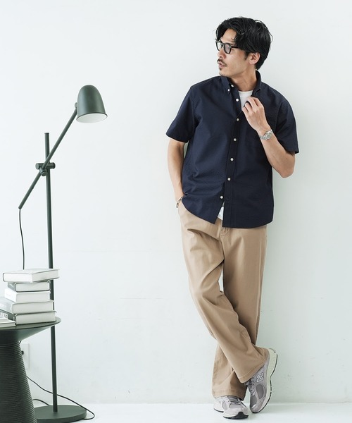 jiggys shop(ジギーズショップ)の「シアサッカー 速乾 半袖 ボタンダウンシャツ(シャツ/ブラウス・メンズ・ブルー系その他2/サックスブルー/ブルー系その他/ネイビー/ホワイト・X-LARGE/LARGE/MEDIUM)」の10枚目の写真