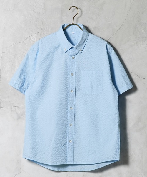 jiggys shop(ジギーズショップ)の「シアサッカー 速乾 半袖 ボタンダウンシャツ(シャツ/ブラウス・メンズ・ブルー系その他2/サックスブルー/ブルー系その他/ネイビー/ホワイト・X-LARGE/LARGE/MEDIUM)」の11枚目の写真