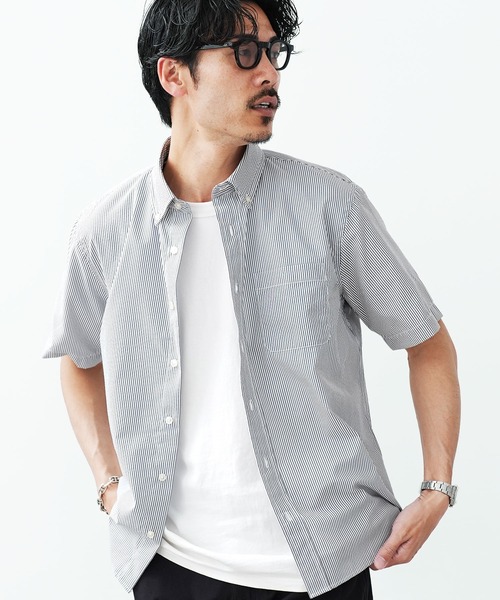 jiggys shop(ジギーズショップ)の「シアサッカー 速乾 半袖 ボタンダウンシャツ(シャツ/ブラウス・メンズ・ブルー系その他2/サックスブルー/ブルー系その他/ネイビー/ホワイト・X-LARGE/LARGE/MEDIUM)」の21枚目の写真