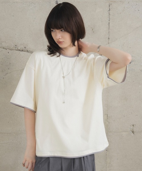 Confirm(コンファーム)の「ネックディテール Tシャツ / Neck Detail Plain T-Shirt メンズ ウィメンズ ユニセックス(Tシャツ/カットソー・メンズ・ブラック/グレー/アイボリー/スカイブルー・M/L)」の2枚目の写真