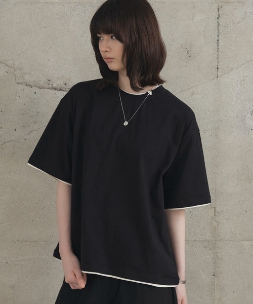 Confirm(コンファーム)の「ネックディテール Tシャツ / Neck Detail Plain T-Shirt メンズ ウィメンズ ユニセックス(Tシャツ/カットソー・メンズ・ブラック/グレー/アイボリー/スカイブルー・M/L)」の3枚目の写真
