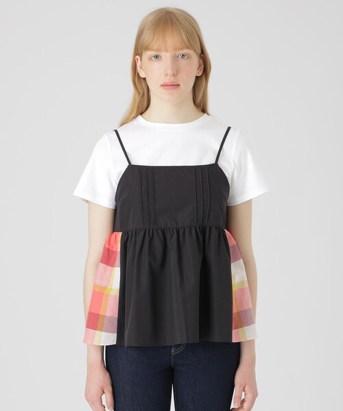 BLUE LABEL CRESTBRIDGE(ブルーレーベルクレストブリッジ)の「【一部店舗限定】パーシャルチェックキャミコンビ(Tシャツ/カットソー・レディース・グリーン系その他2/レッド系その他4・38)」の11枚目の写真