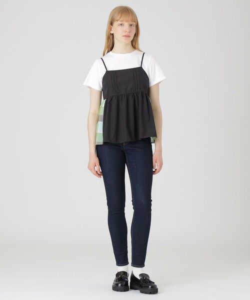 BLUE LABEL CRESTBRIDGE(ブルーレーベルクレストブリッジ)の「【一部店舗限定】パーシャルチェックキャミコンビ(Tシャツ/カットソー・レディース・グリーン系その他2/レッド系その他4・38)」の3枚目の写真