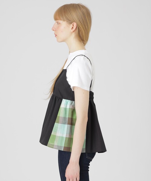 BLUE LABEL CRESTBRIDGE(ブルーレーベルクレストブリッジ)の「【一部店舗限定】パーシャルチェックキャミコンビ(Tシャツ/カットソー・レディース・グリーン系その他2/レッド系その他4・38)」の5枚目の写真