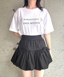 シンプル英字リボン半袖Tシャツ