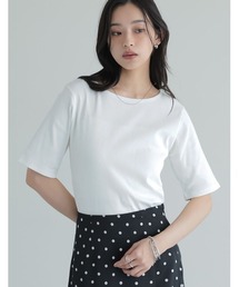 [汗じみ防止][乾燥機対応][UVカット]選べるネックデザインリブカットソー半袖Tシャツ