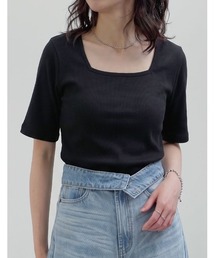 [汗じみ防止][乾燥機対応][UVカット]選べるネックデザインリブカットソー半袖Tシャツ