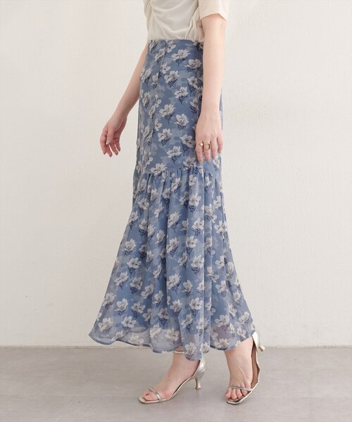 natural couture（ナチュラルクチュール）の「フラワーマーメイドギャザースカート（スカート・レディース・イエロー系その他/ブラック系その他/ホワイト系その他/ブルー系その他・FREE）」の10枚目の写真