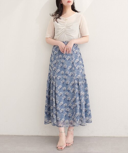 natural couture（ナチュラルクチュール）の「フラワーマーメイドギャザースカート（スカート・レディース・イエロー系その他/ブラック系その他/ホワイト系その他/ブルー系その他・FREE）」の11枚目の写真