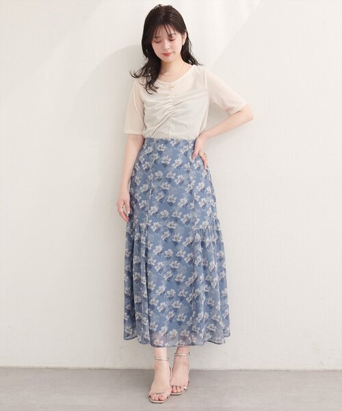 natural couture（ナチュラルクチュール）の「フラワーマーメイドギャザースカート（スカート・レディース・イエロー系その他/ブラック系その他/ホワイト系その他/ブルー系その他・FREE）」の12枚目の写真