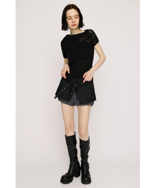 SLY(スライ)の「BIG COLLAR CROCHET TOPS ビッグカラークロシェトップス 春服 夏服 シアー メッシュ サマーニット(ニット/セーター・レディース・アイボリー/ブラック/ネイビー・FREE)」の14枚目の写真