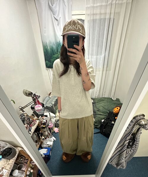 XERO（ゼロ）の「ワッフルクロップヘンリーネックTシャツ[メランジオートミール]（Tシャツ/カットソー・レディース・その他・MEDIUM/LARGE）」の6枚目の写真
