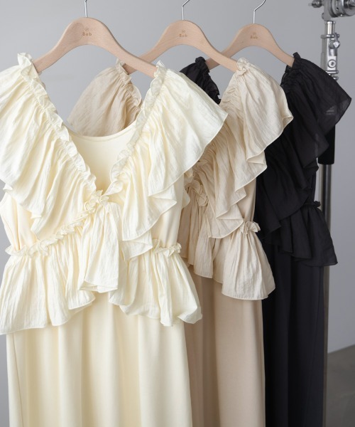 Bab(バブ)の「【前後2WAY着用可能】【選べるサイズ展開】マルチWAYフリルスウェットワンピース(ワンピース・レディース・ベージュ/アイボリー/チャコールグレー・S/M)」の14枚目の写真