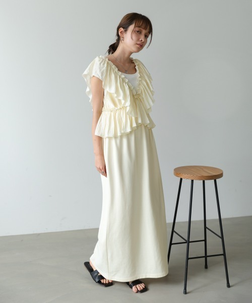 Bab(バブ)の「【前後2WAY着用可能】【選べるサイズ展開】マルチWAYフリルスウェットワンピース(ワンピース・レディース・ベージュ/アイボリー/チャコールグレー・S/M)」の15枚目の写真
