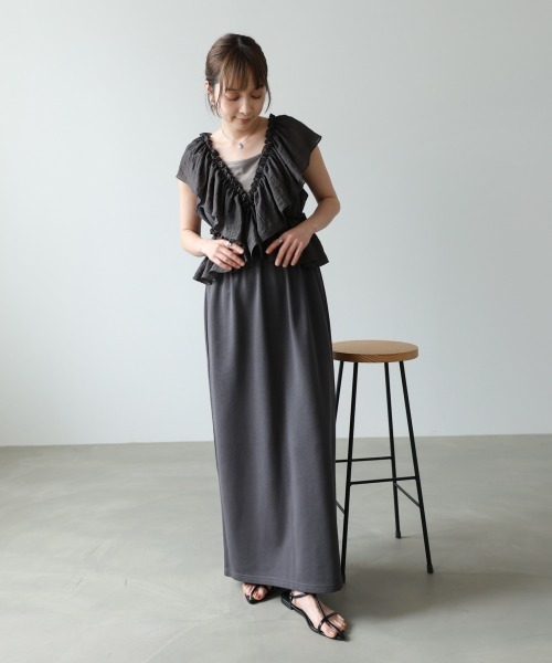 Bab(バブ)の「【前後2WAY着用可能】【選べるサイズ展開】マルチWAYフリルスウェットワンピース(ワンピース・レディース・ベージュ/アイボリー/チャコールグレー・S/M)」の16枚目の写真