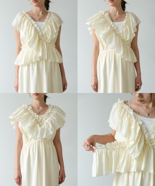 Bab(バブ)の「【前後2WAY着用可能】【選べるサイズ展開】マルチWAYフリルスウェットワンピース(ワンピース・レディース・ベージュ/アイボリー/チャコールグレー・S/M)」の13枚目の写真