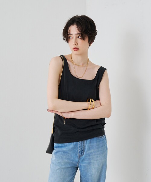 Rouge vif Anna（ルージュヴィフアンナ）の「前後2WAYフィブリルジャージタンクトップ/カットソー/夏服/日本製（タンクトップ・レディース・ブラウン/スミクロ・フリー）」の13枚目の写真