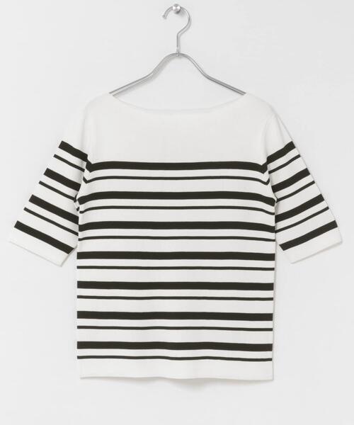 ITEMS URBANRESEARCH(アイテムズ アーバンリサーチ)の「『洗濯可』ソウバリボートネックニット(ニット/セーター・レディース・ブラウン/ホワイト系その他/ネイビー・FREE)」の10枚目の写真