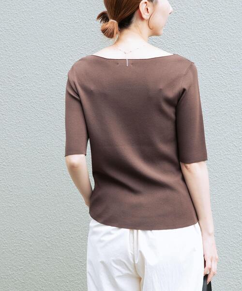ITEMS URBANRESEARCH(アイテムズ アーバンリサーチ)の「『洗濯可』ソウバリボートネックニット(ニット/セーター・レディース・ブラウン/ホワイト系その他/ネイビー・FREE)」の12枚目の写真