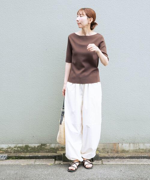 ITEMS URBANRESEARCH(アイテムズ アーバンリサーチ)の「『洗濯可』ソウバリボートネックニット(ニット/セーター・レディース・ブラウン/ホワイト系その他/ネイビー・FREE)」の17枚目の写真