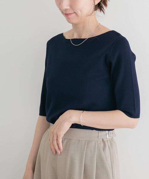 ITEMS URBANRESEARCH(アイテムズ アーバンリサーチ)の「『洗濯可』ソウバリボートネックニット(ニット/セーター・レディース・ブラウン/ホワイト系その他/ネイビー・FREE)」の20枚目の写真