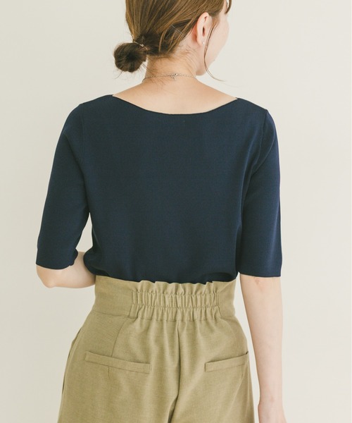 ITEMS URBANRESEARCH(アイテムズ アーバンリサーチ)の「ソウバリボートネックニット(ニット/セーター・レディース・ブラウン/ホワイト系その他/ネイビー・FREE)」の12枚目の写真