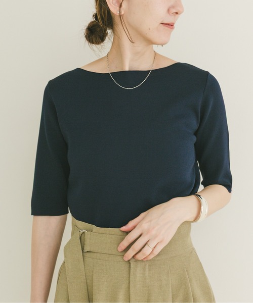ITEMS URBANRESEARCH(アイテムズ アーバンリサーチ)の「ソウバリボートネックニット(ニット/セーター・レディース・ブラウン/ホワイト系その他/ネイビー・FREE)」の13枚目の写真