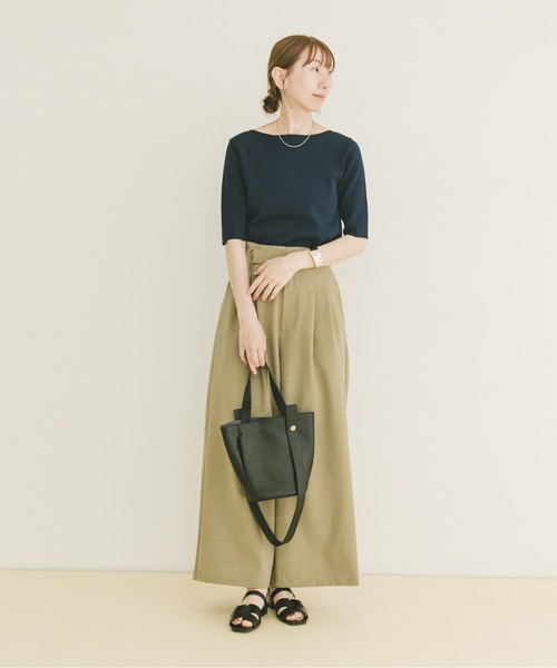 ITEMS URBANRESEARCH(アイテムズ アーバンリサーチ)の「ソウバリボートネックニット(ニット/セーター・レディース・ブラウン/ホワイト系その他/ネイビー・FREE)」の14枚目の写真