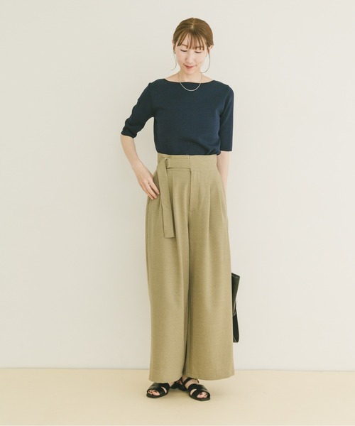 ITEMS URBANRESEARCH(アイテムズ アーバンリサーチ)の「ソウバリボートネックニット(ニット/セーター・レディース・ブラウン/ホワイト系その他/ネイビー・FREE)」の15枚目の写真