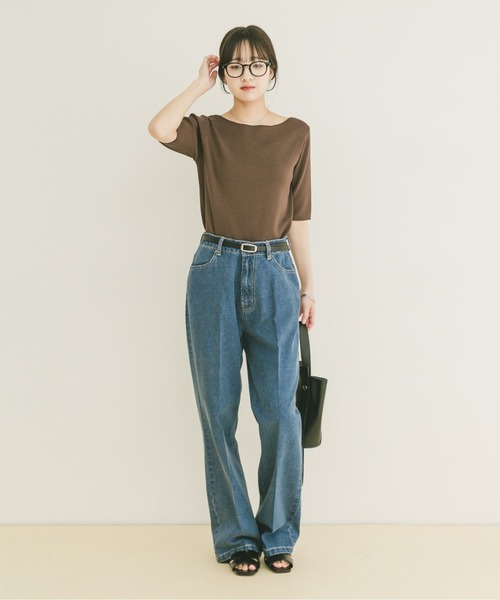 ITEMS URBANRESEARCH(アイテムズ アーバンリサーチ)の「ソウバリボートネックニット(ニット/セーター・レディース・ブラウン/ホワイト系その他/ネイビー・FREE)」の19枚目の写真