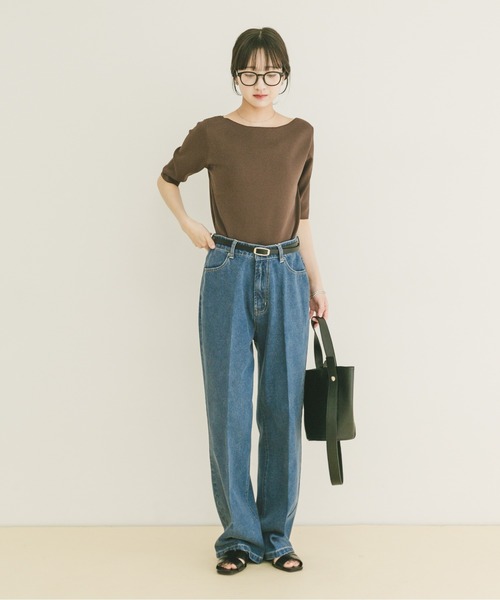 ITEMS URBANRESEARCH(アイテムズ アーバンリサーチ)の「ソウバリボートネックニット(ニット/セーター・レディース・ブラウン/ホワイト系その他/ネイビー・FREE)」の20枚目の写真