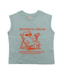 バカンスベア 袖なしTシャツ-グレイッシュミント
