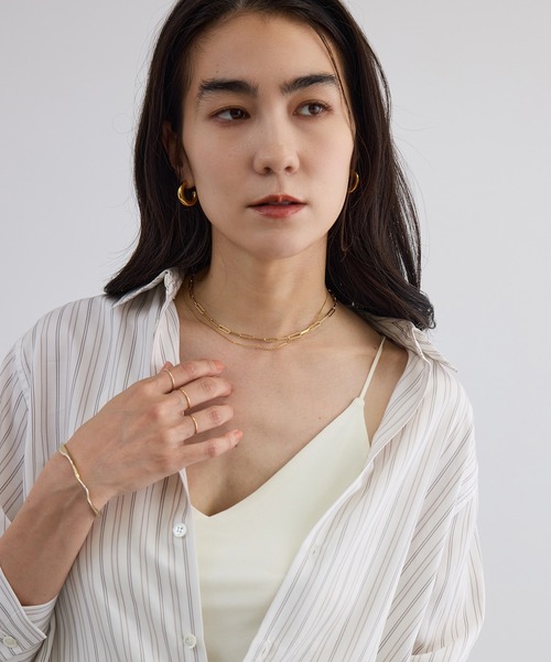 SALON adam et rope'(サロン アダム エ ロペ)の「ベア天カップ付きVネックキャミソール / UVケア・接触冷感(キャミソール・レディース・ブラック/キナリ/キャメル・M/S)」の10枚目の写真
