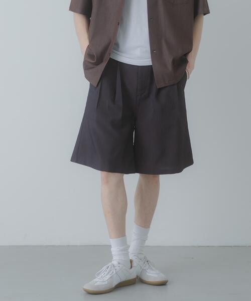 SENSE OF PLACE by URBAN RESEARCH(センスオブプレイスバイアーバンリサーチ)の「ピンストライプワイドバギーショーツ(その他パンツ・メンズ・ネイビー/ベージュ/チャコールグレー・LARGE/MEDIUM)」の5枚目の写真