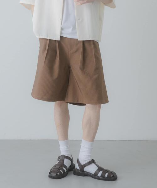 SENSE OF PLACE by URBAN RESEARCH(センスオブプレイスバイアーバンリサーチ)の「ピンストライプワイドバギーショーツ(その他パンツ・メンズ・ネイビー/ベージュ/チャコールグレー・LARGE/MEDIUM)」の14枚目の写真